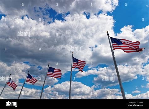 Flaggen Der Vereinigten Staaten Von Amerika Wurden In Washington Dc