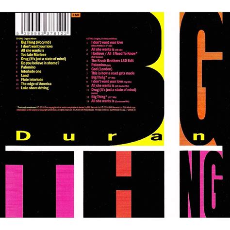 Duran Duran Big Thing Edición Especial 1988