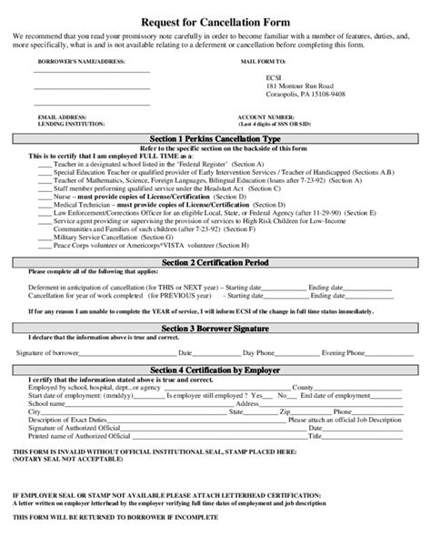 Request For Cancellation Form Free Download