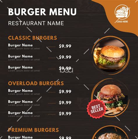 Dark Themed Burger Menu For Your Business Canva Template Etsy