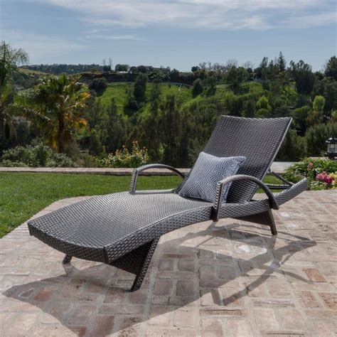 Noble House Salem Multi Brown 1 Piece Faux Rattan Outdoor Patio Chaise