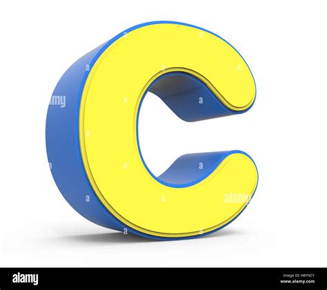 3d Rendering Cute Yellow Letter C Isolated White Background Toylike