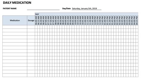 Medication Schedule » ExcelTemplate.net