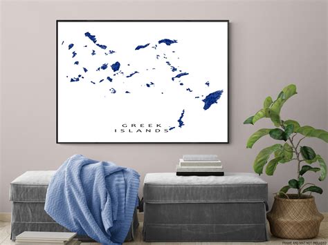 Greek Islands Map Print Poster, Greece Islands Wall Art Road Maps, San ...