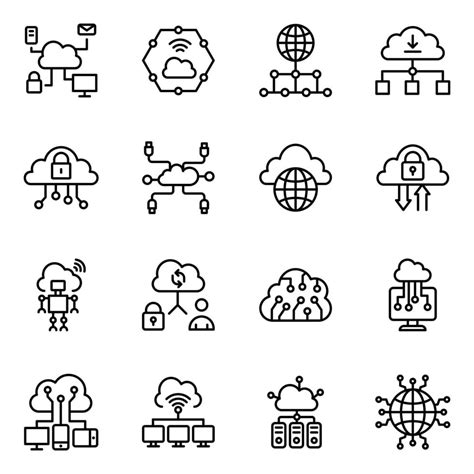 Pack Of Cloud Computing Line Icons 16439016 Vector Art At Vecteezy