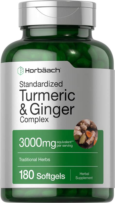 Horbäach Turmeric And Ginger Supplement 3000 Mg 180 Softgel Pills With Black