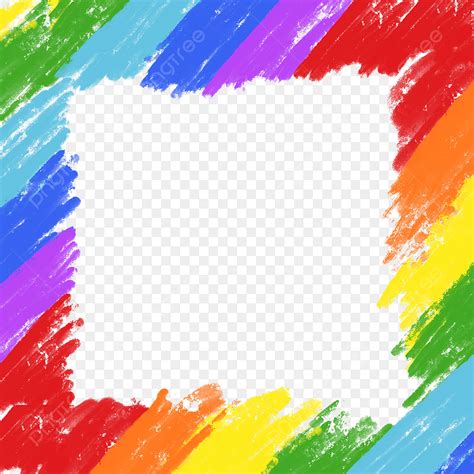 Rainbow Stripe PNG Image, Cute Square Frame Colorful Striped Crayon ...