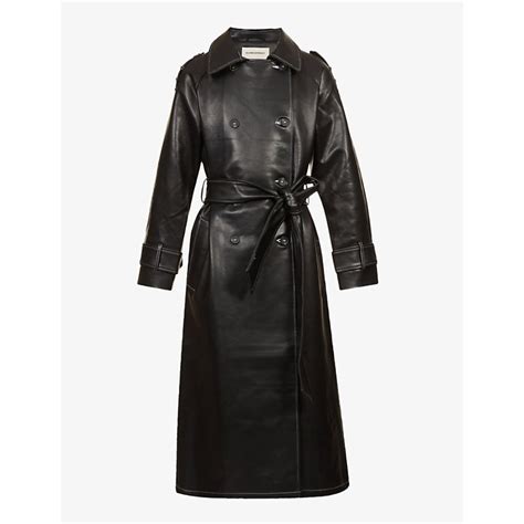 Sundarbay Oversized Double Breasted Vegan Leather Trench Coat L Xl