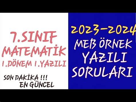 7 SINIF MATEMATİK MEB ÖRNEK YAZILI SORULARI ÖRNEK YAZILI SINAVI