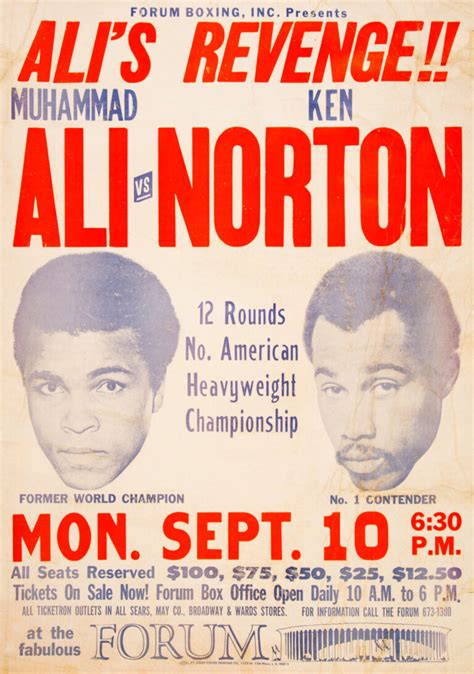 Muhammad Ali vs. Ken Norton II 1973 Fight Poster - Ali Revenge Print - prints4u