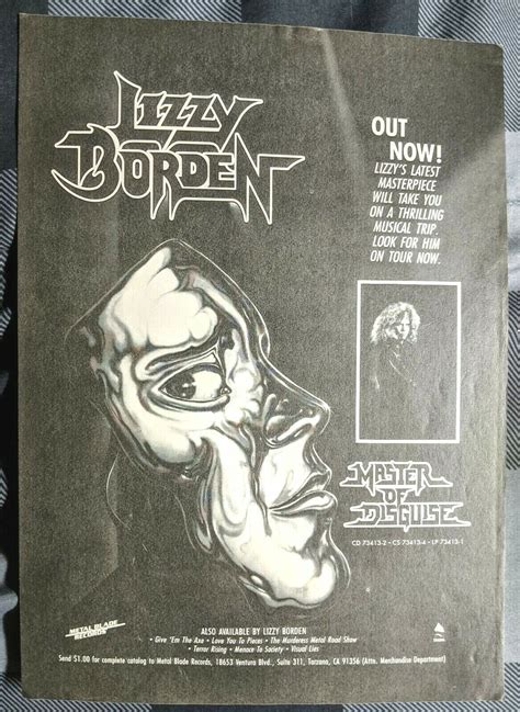 Lizzy Borden 1989 Master Of Disguise Lp Album Magazine Print Ad Ebay