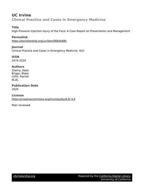 Pdf High Pressure Injection Injury Of The Face A Case Report On Presentation And Management