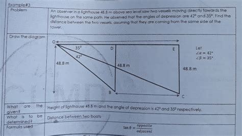 Solved Exampile 3 Problem An Observer In A Lighthouse 48 8 M Above Sea