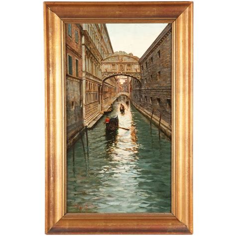 Fausto Giusto Italian 1867 1941 Venetian Canal Antique Painting C