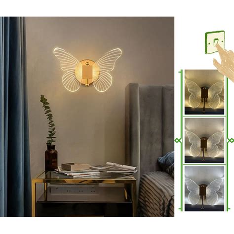 Arandela Borboleta Minimalista Led Dourado Cabeceira Luz Shopee