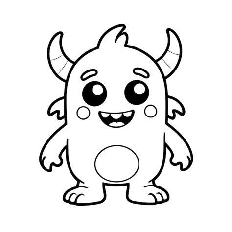 Premium Vector | Simple monster drawing illustration for kids page