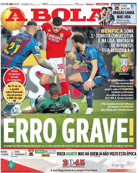 Capa Jornal A Bola 16 Abril 2023 Capasjornaispt