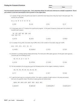 Standard Deviation On TI 84 Reference Sheets Plus Practice By Joan Kessler