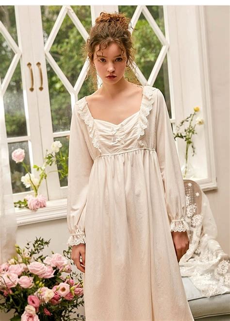 Victorian Nightgown White Vintage Nightgown Sleepwear Chemise Women