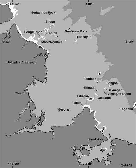 map of dive sites in (Zubi) Print version