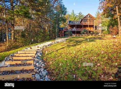 Luxury lakefront log cabin in the Blue Ridge Mountains near Blue Ridge ...