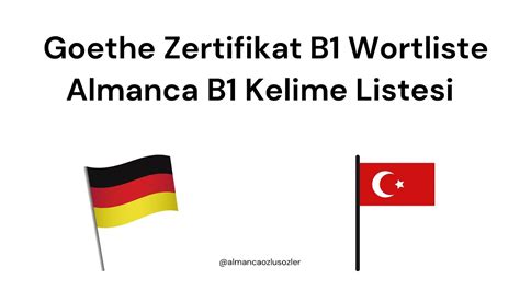 Almanca B Kelime Listesi Goethe Zertifikat B Wortliste