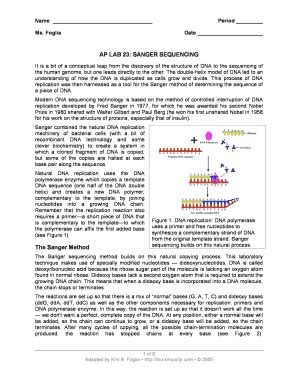 Fillable Online Sanger Sequencing Simulation Explore Biology Fax