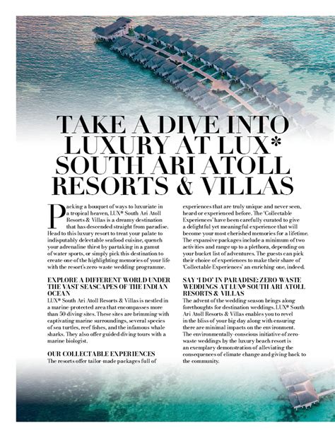 TAKE A DIVE INTO LUXURY AT LUX* SOUTH ARI ATOLL RESORTS & VILLAS - TPM