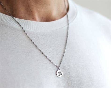 Om Necklace for Men, Groomsmen Gift, Men's Necklace With a Silver Ohm ...