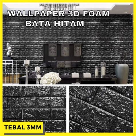 Jual Wallpaper Stiker Dinding 3d Foam Batu Bata Hitam Dekorasi Dinding Shopee Indonesia