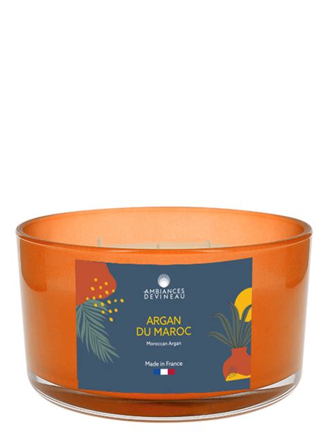 AMBIANCES DEVINEAU Bougie parfumé verre coloré 3 mèches Argan du