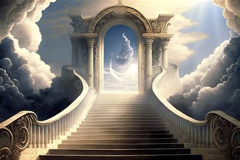 Stairway To Heaven In Glory Gates Of Paradise Meeting Ai Generative Stock Illustration