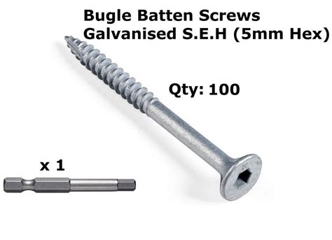 100 X Bugle Batten Screws 14G X 150mm Galvanised Type 17 For Timber