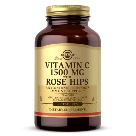 Vitamin C 1500 Mg With Rose Hips Tablets General Health Solgar