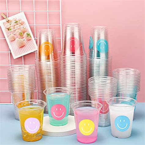 Zubebe Pieces Oz Lemonade Plastic Cups Smile Face Clear Pastel