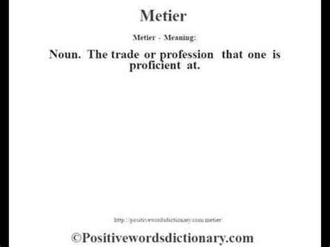 Metier Definition Metier Meaning Youtube