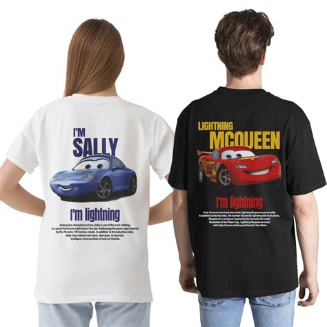 Camiseta Relâmpago Mcqueen e Sally Corte Feminino 100 Algodão Shopee