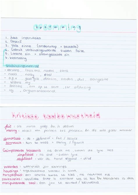 SOLUTION Gr 12 Afrikaans Taal Opsommings Studypool