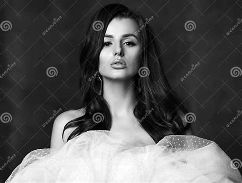 Black And White Portrait Of Innocent Sensual Woman Posing Naked