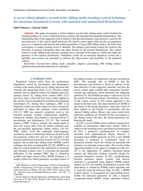 Pdf A Novel Robust Adaptive Second Order Sliding Mode Tracking