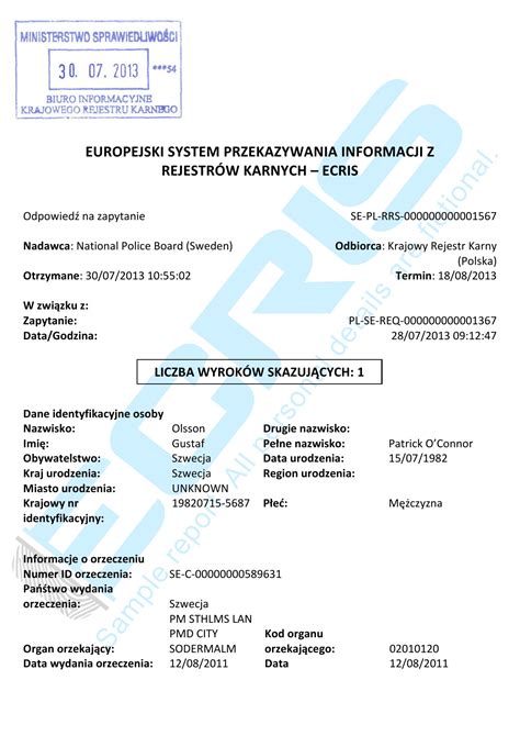 Swedish criminal record check from the National Police Board - ECRIS