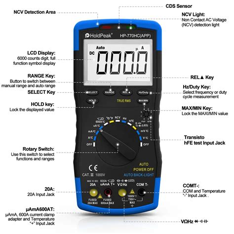 Holdpeak Mult Metro Digital Ncv Feature Auto Ranging Temperatura