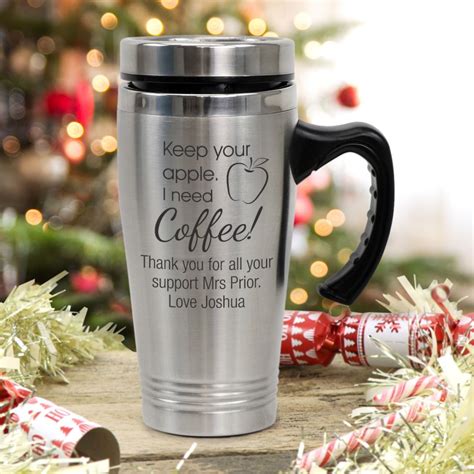 Personalised Teacher T Stainless Steel Christmas Travel Mug Coffee Cup