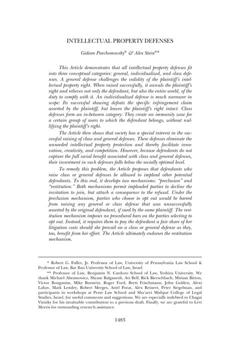 (PDF) Intellectual Property Defenses