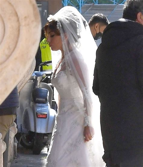 LADY GAGA in a Wedding Dress on the Set of House Of Gucci in Rome 04/08 ...