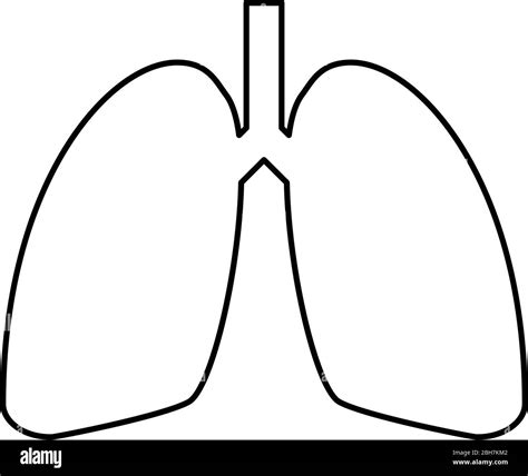 Lungs Human Icon Outline Black Color Vector Illustration Flat Style