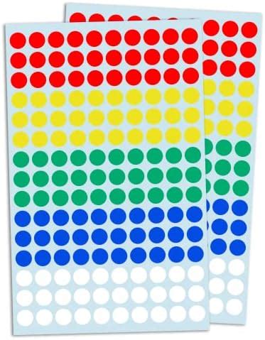 Hybsk 10mm Round Coloured Dot Stickers Sticky Labels 10 Colours Total