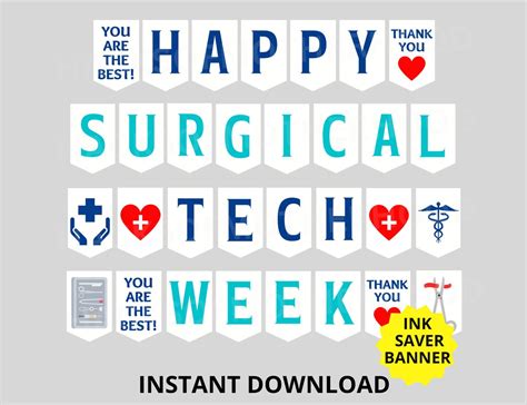 Surgical Scrub Tech Printable Banner Happy Surgical Scrub Tech Week