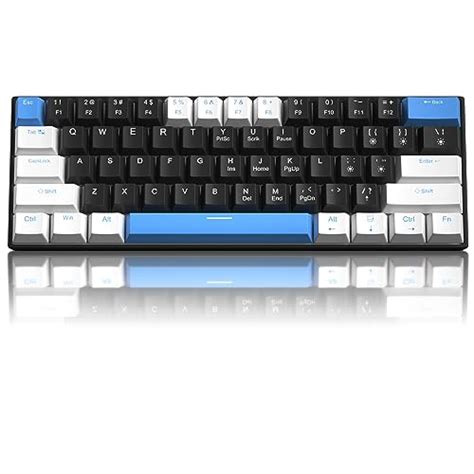 60% Mechanical Gaming Keyboard,White Black Blue Keycaps Gaming Keyboard ...