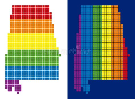 Mapa Pontilhado Pixel Do Estado De Alabama Do Espectro Ilustração do